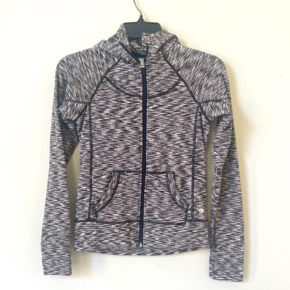 Girls Activewear Jacket Black White Grey